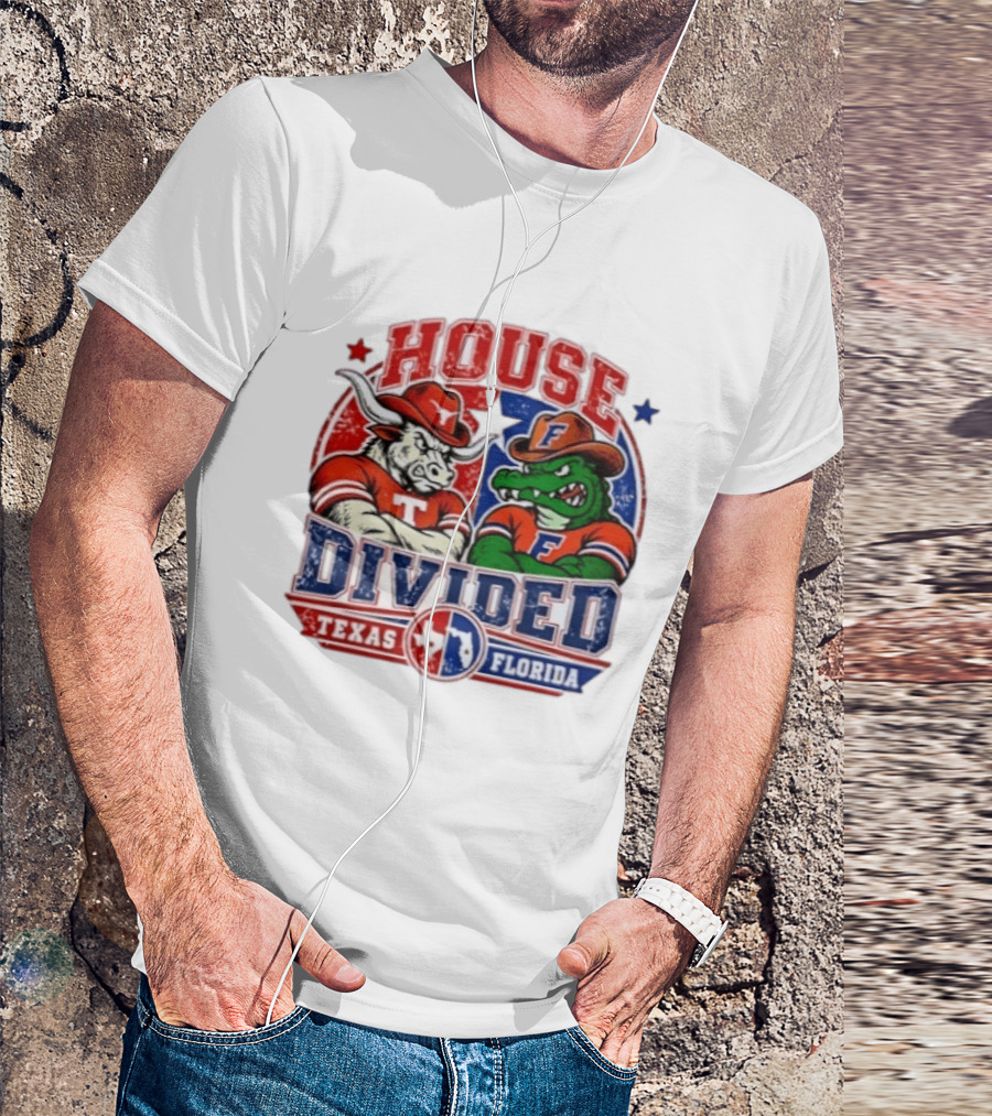 House Divided Texas Florida Longhorns Gators Rivalry Football T-Shirt