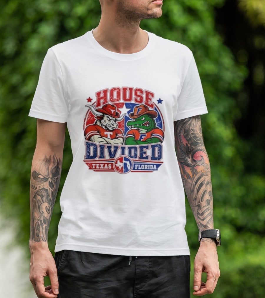 House Divided Texas Florida Longhorns Gators Rivalry Football T-Shirt