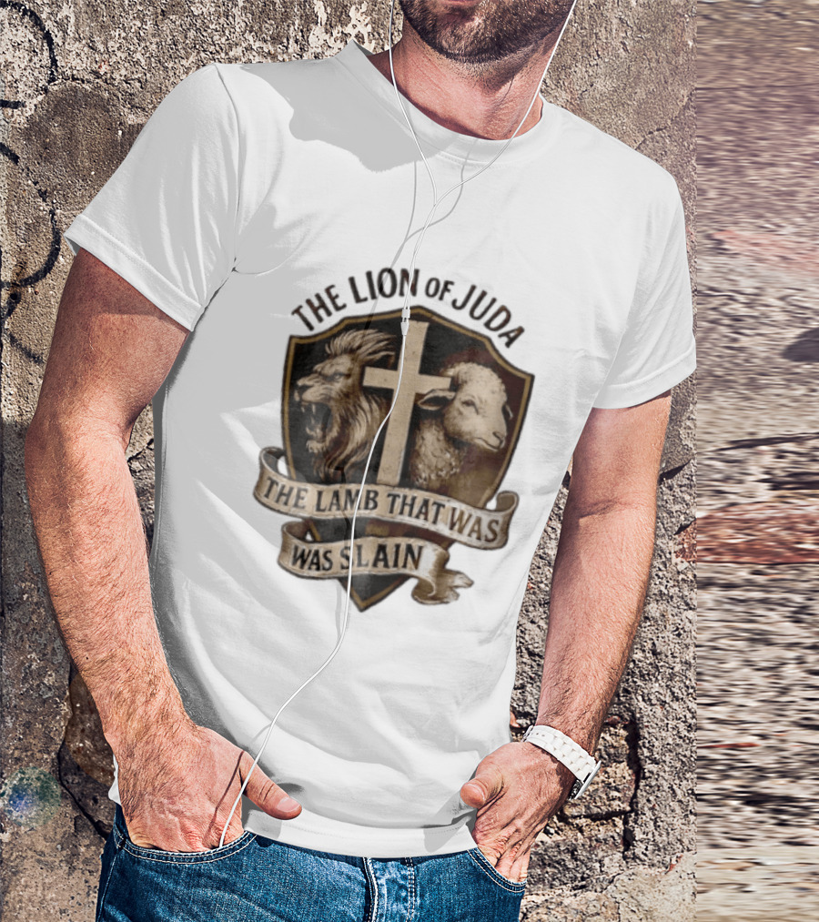 The Lion Of Judah Shield Cross The Lamb That Was Slain T-Shirt