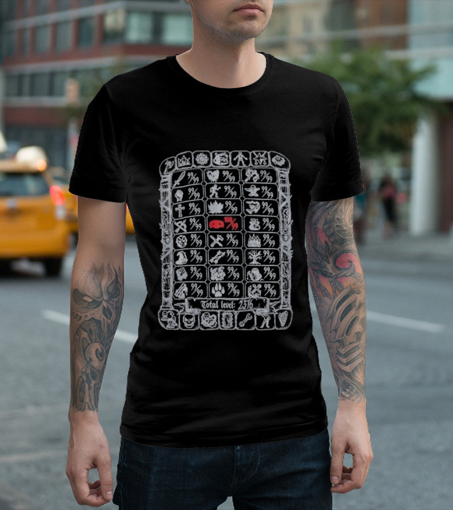 100 Thieves Old School RuneScape Skill Icons Total Level 2376 T-Shirt