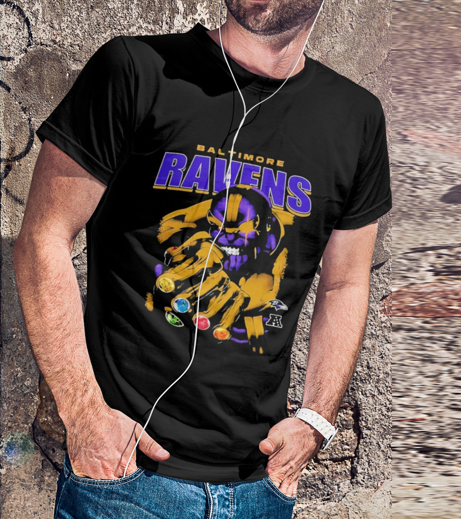 Baltimore Ravens Thanos Gauntlet Infinity Stones AFC T-Shirt