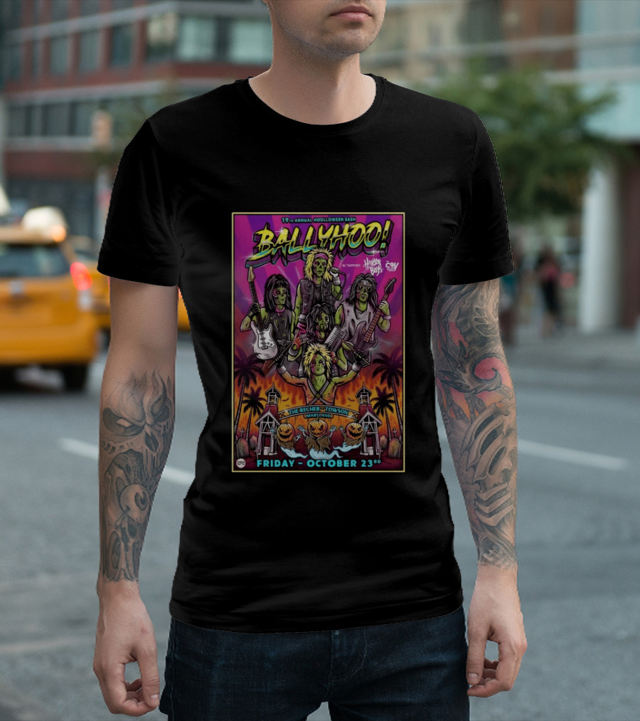 Ballyhoo! 19th Annual Hooloween Bash Recher Towson Friday October 23rd 2026 Halloween Skeleton Zombies T-Shirt