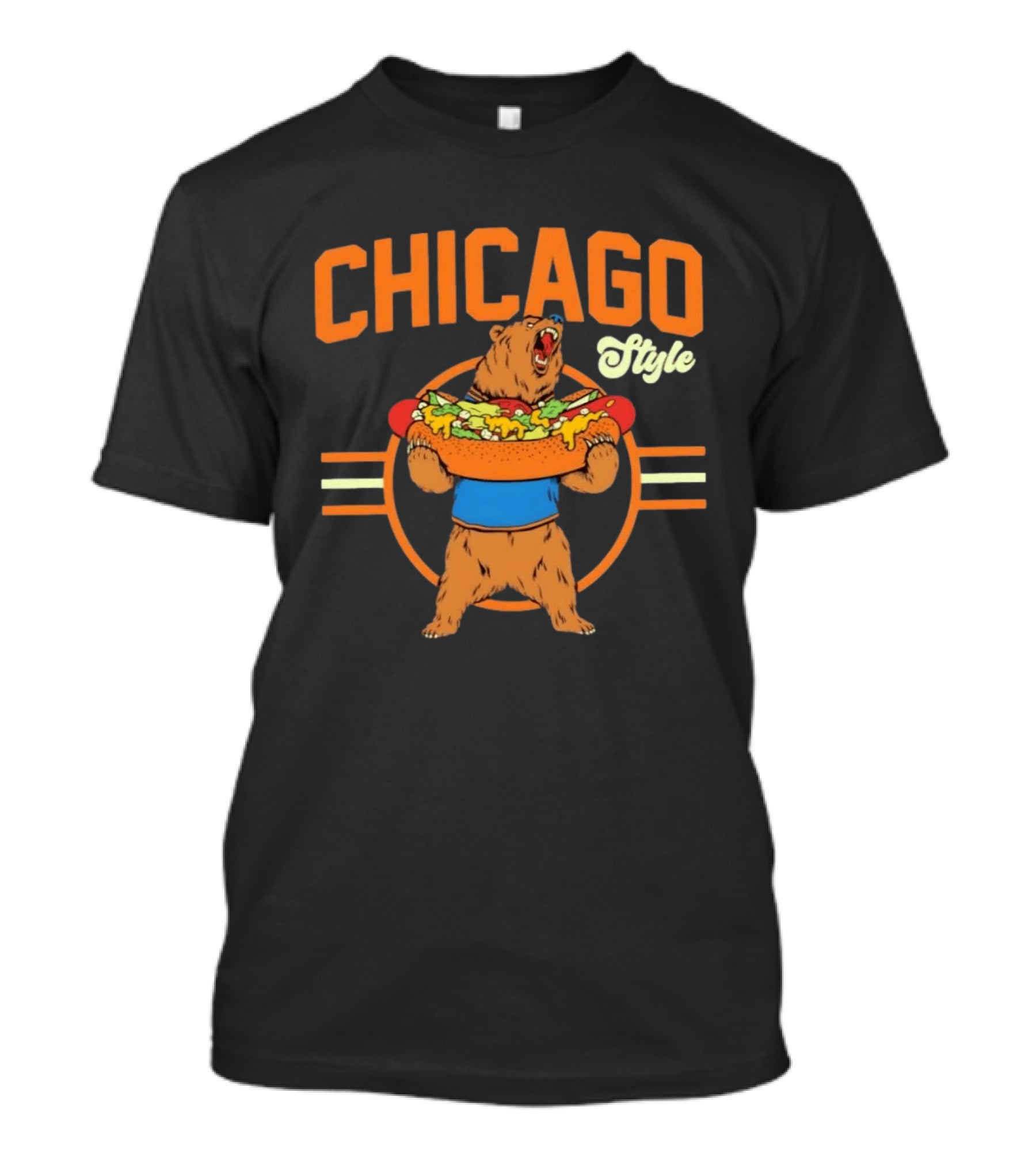 Chicago Style Bear With Giant Hot Dog T-Shirt