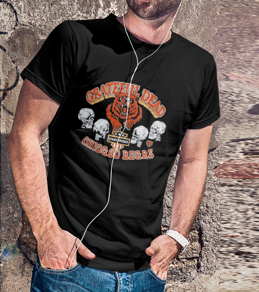 Grateful Dead Chicago Bears Skulls Collaboration T-Shirt