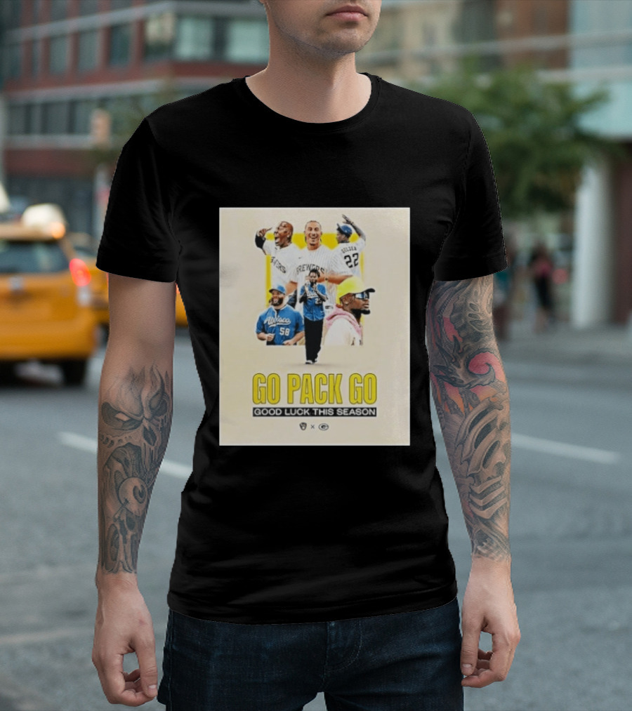Go Pack Go Brewers Good Luck This Season Packers Sports Collaboration Vintage Vibe T-Shirt