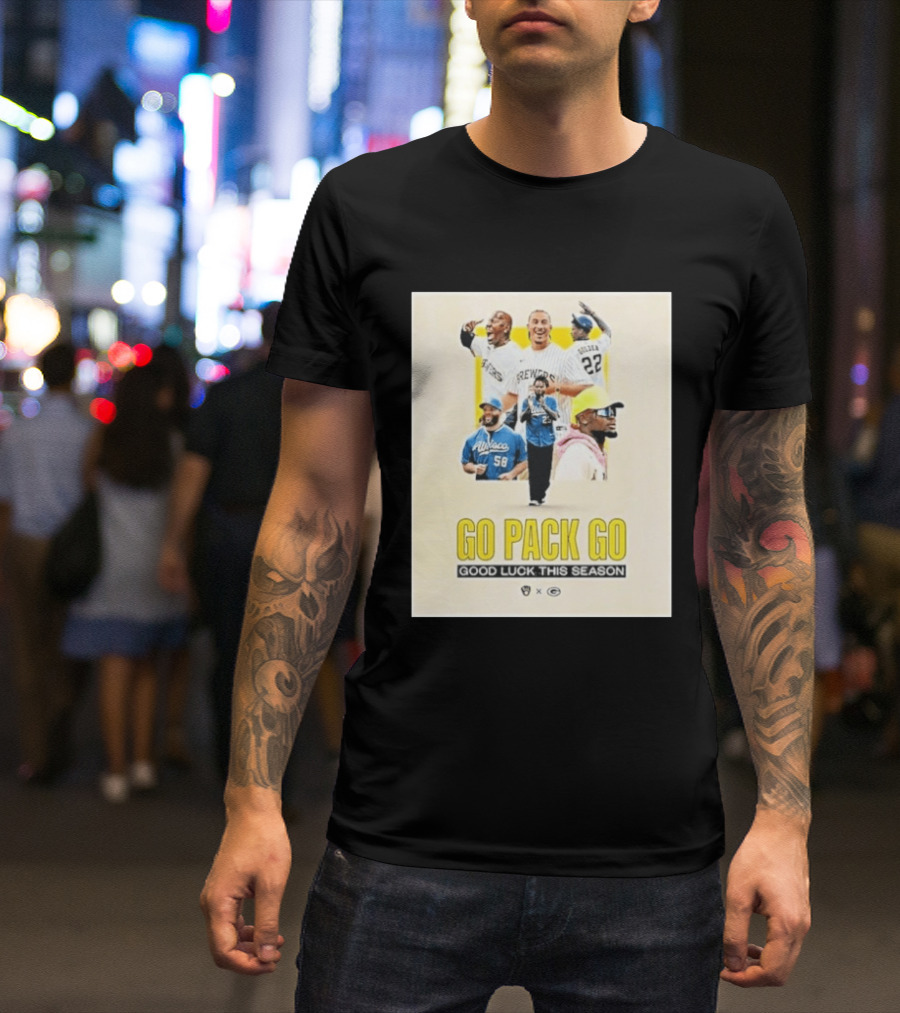 Go Pack Go Brewers Good Luck This Season Packers Sports Collaboration Vintage Vibe T-Shirt