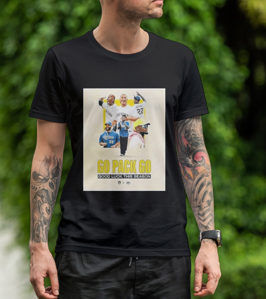 Go Pack Go Brewers Good Luck This Season Packers Sports Collaboration Vintage Vibe T-Shirt