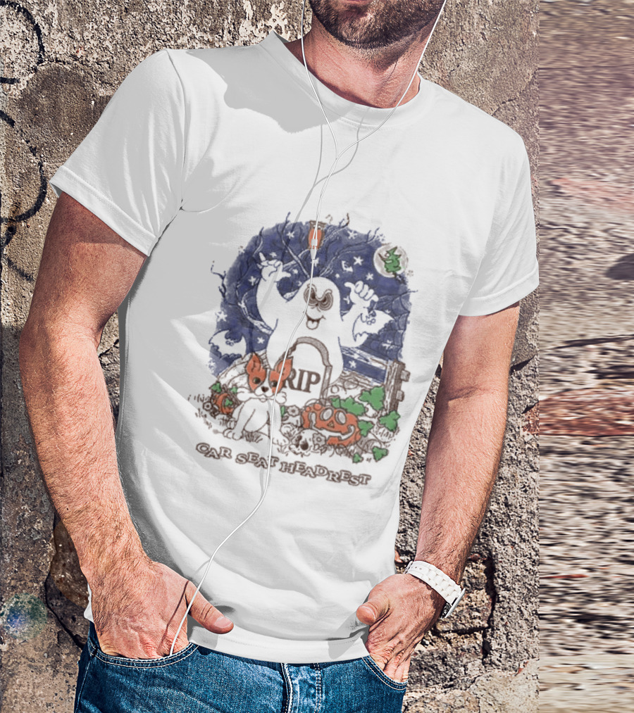 Car Seat Headrest Halloween Ghost Cat Pumpkin 2026 T-Shirt