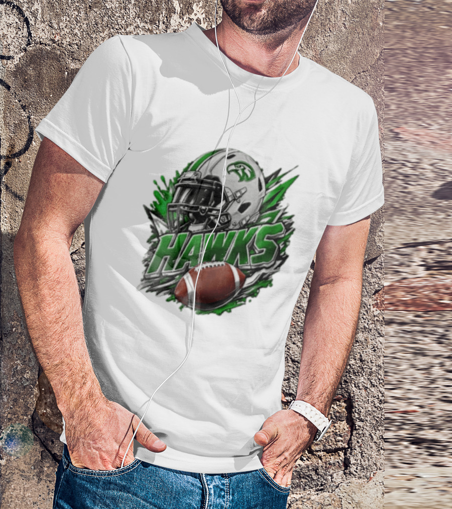Hawks White Football Helmet Green Hawk Football Sports Fan Gear T-Shirt