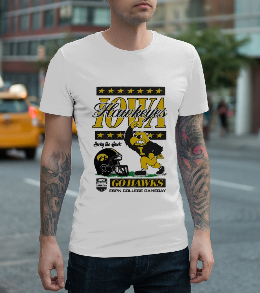 Iowa Hawkeyes Herky The Hawk Go Hawks ESPN College Gameday T-Shirt