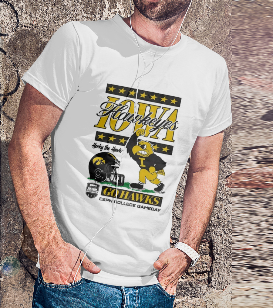 Iowa Hawkeyes Herky The Hawk Go Hawks ESPN College Gameday T-Shirt
