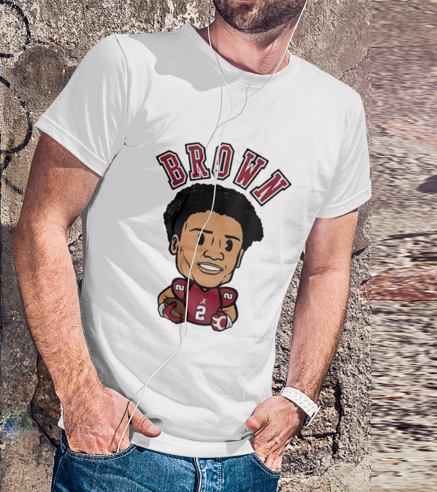 NCAA Football Alabama Crimson Tide Number 2 Brown Caricature T-Shirt