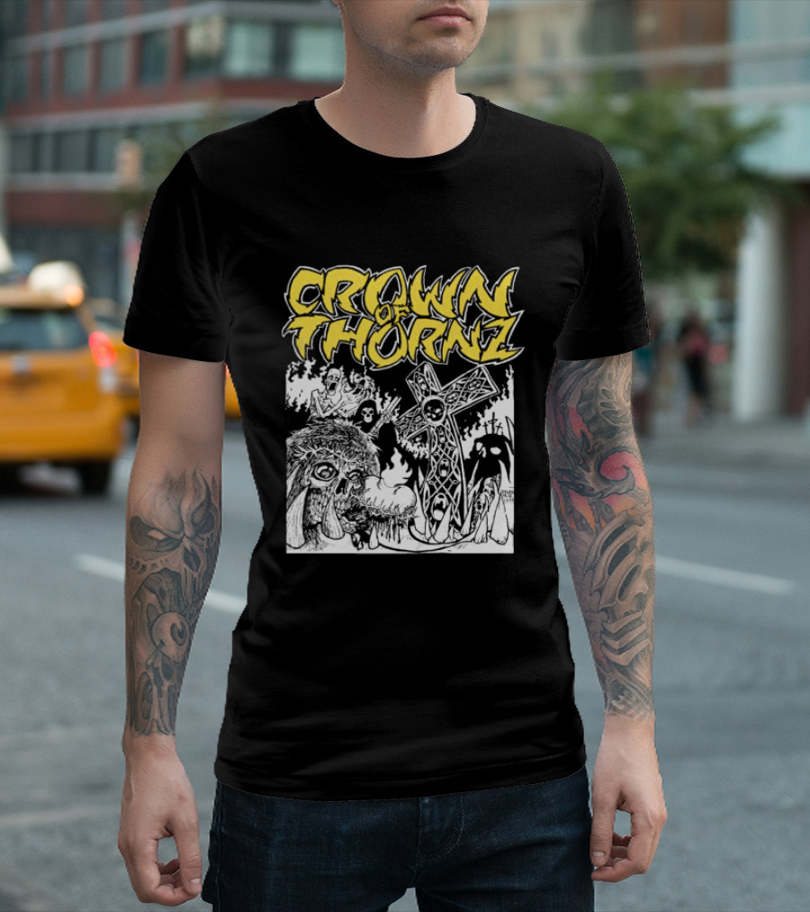 Crown Of Thornz Beyond Human Store No Remorse Graphic Text Cross T-Shirt