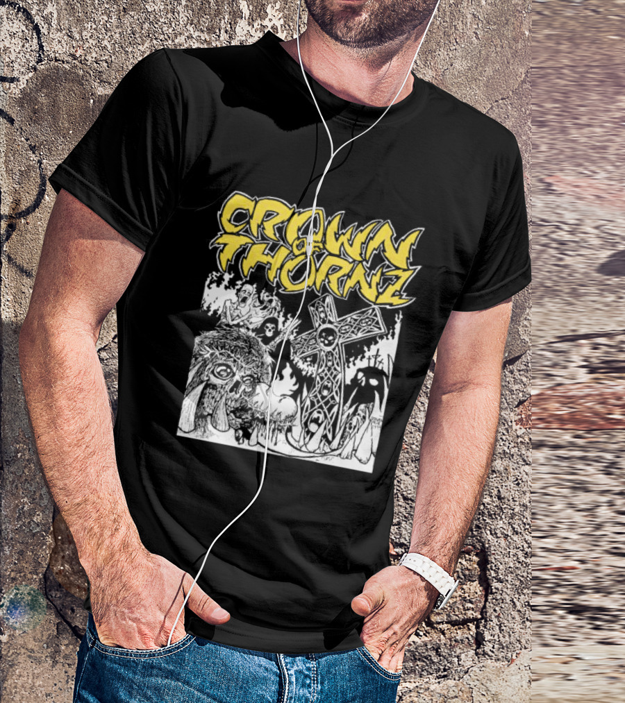 Crown Of Thornz Beyond Human Store No Remorse Graphic Text Cross T-Shirt