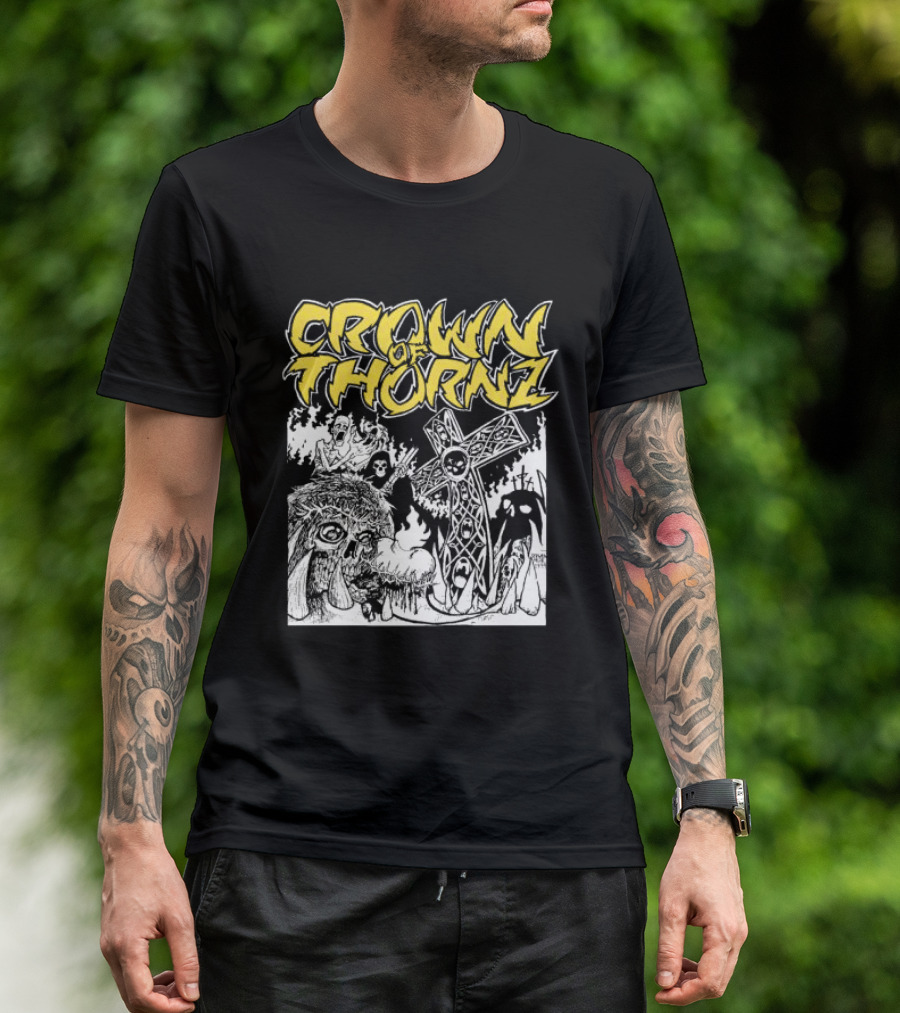 Crown Of Thornz Beyond Human Store No Remorse Graphic Text Cross T-Shirt