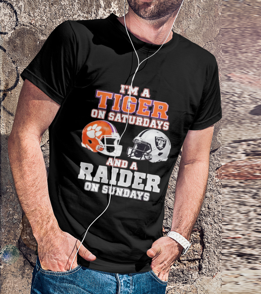 Clemson Tiger Saturdays Raider Sundays Football Fan Helmets T-Shirt