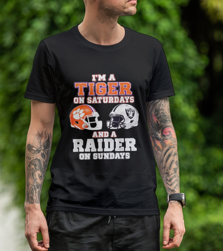 Clemson Tiger Saturdays Raider Sundays Football Fan Helmets T-Shirt