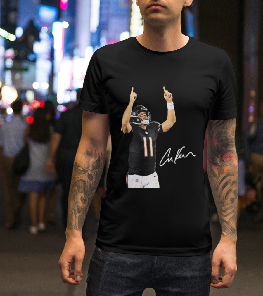 Case Keenum 11 Chicago Bears Football Player Signature Pointing Up T-Shirt