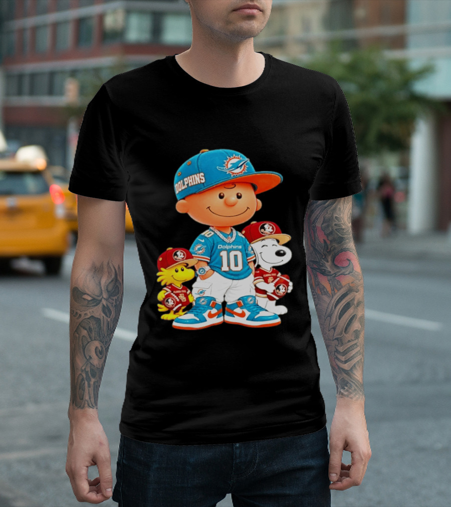 Charlie Brown 10 Snoopy Woodstock Miami Dolphins Florida State T-Shirt