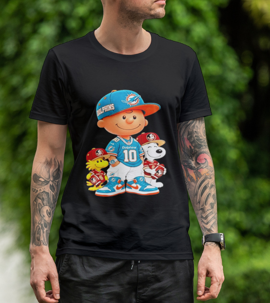Charlie Brown 10 Snoopy Woodstock Miami Dolphins Florida State T-Shirt