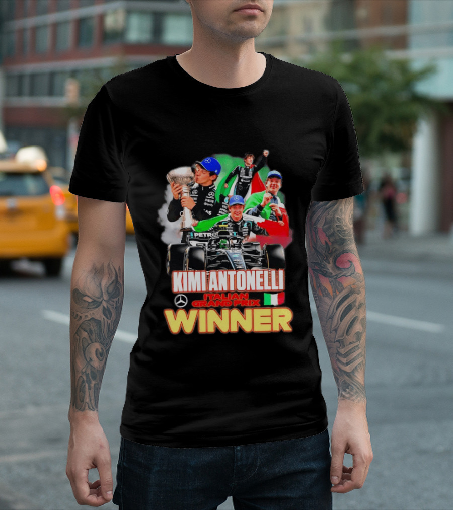 Kimi Antonelli Italian Grand Prix Winner Mercedes Racing Celebration T-Shirt