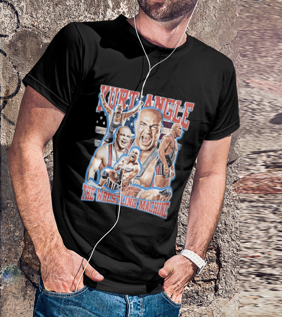 Kurt Angle The Wrestling Machine Bald Wrestler In Singlet Multiple Images T-Shirt