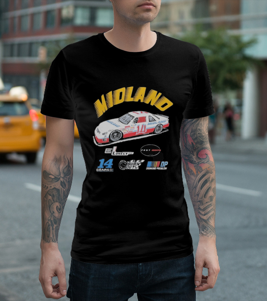 Midland Racing Team Car Fast Wheels Mr. Lonely Co. Burnout DP Driving People 14 Gears T-Shirt