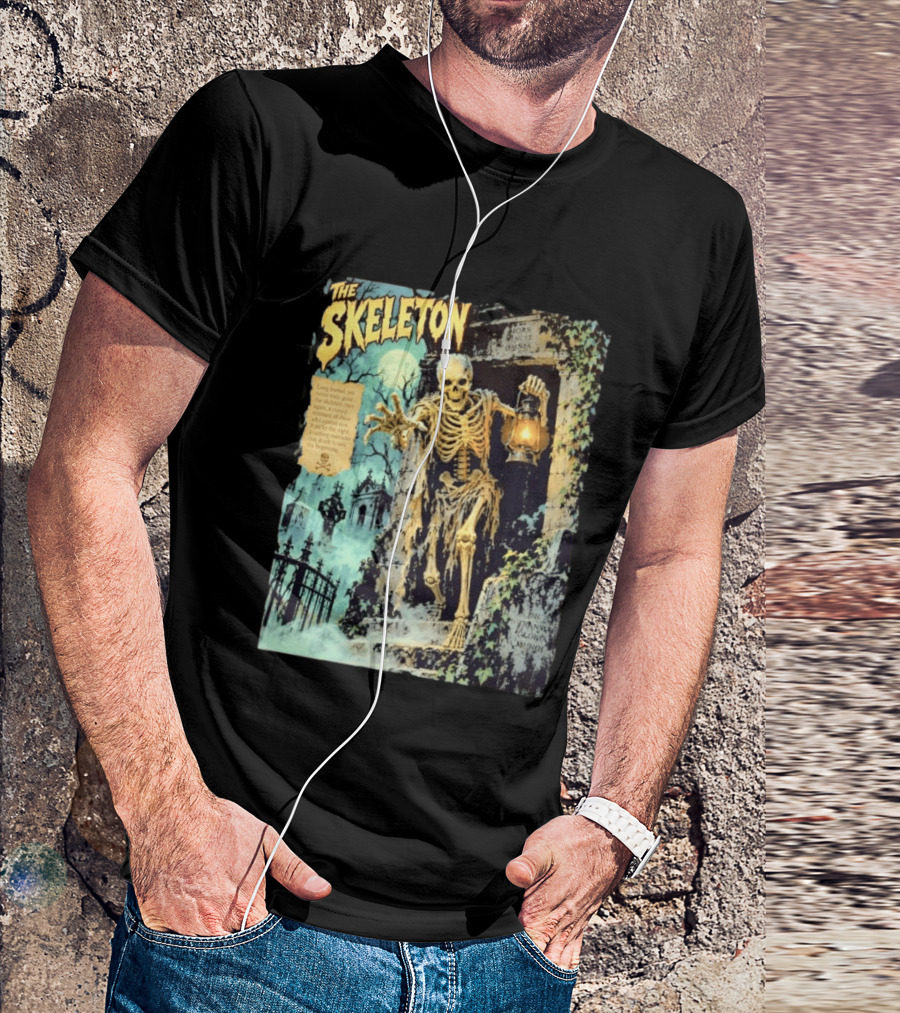 The Skeleton Mors Vincit Omnia Sic Transit Gloria Mundi Lantern Night Scene T-Shirt