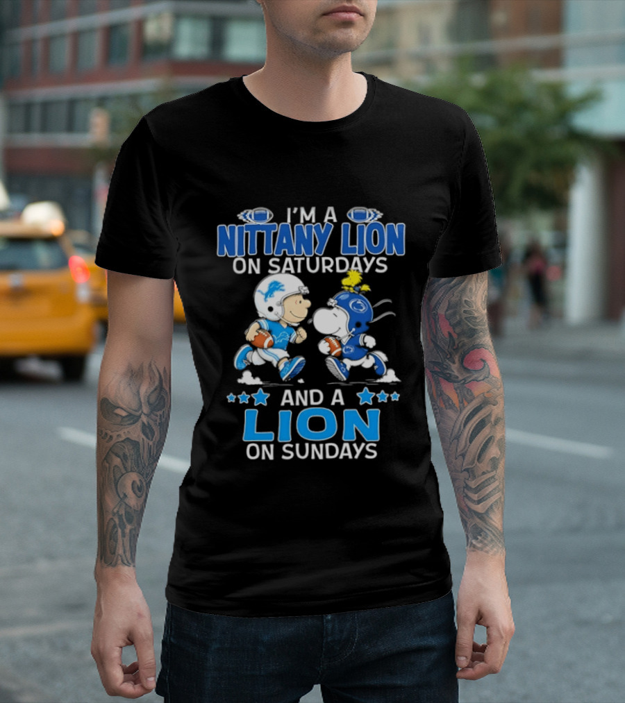 Peanuts Snoopy Charlie Brown Nittany Lion Saturdays Sundays Football T-Shirt