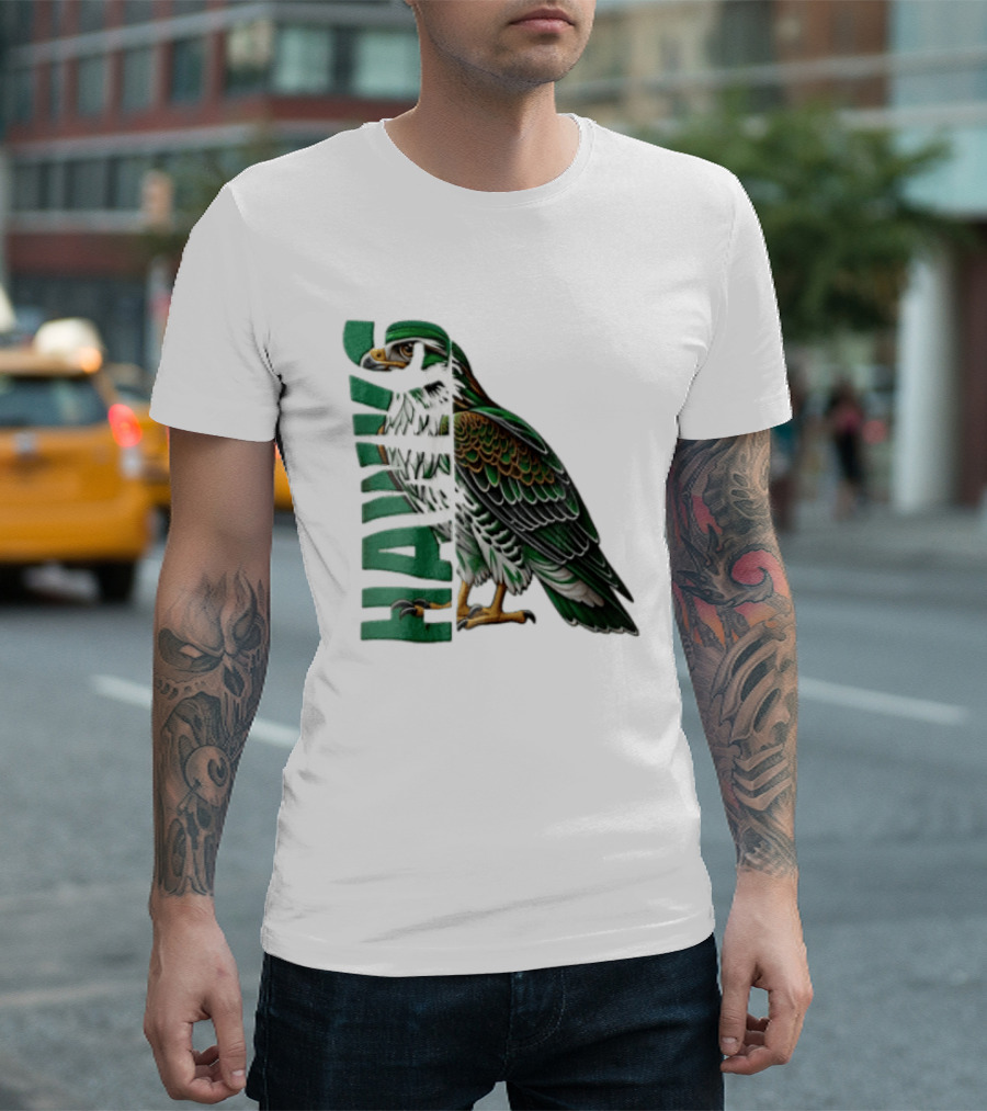 Atlanta Hawks Green Brown Hawk Bird Profile View T-Shirt