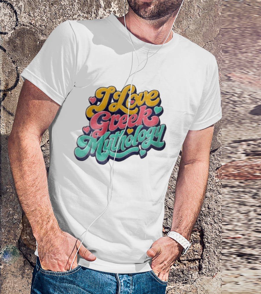 I Love Greek Mythology Colorful Heart Accents T-Shirt
