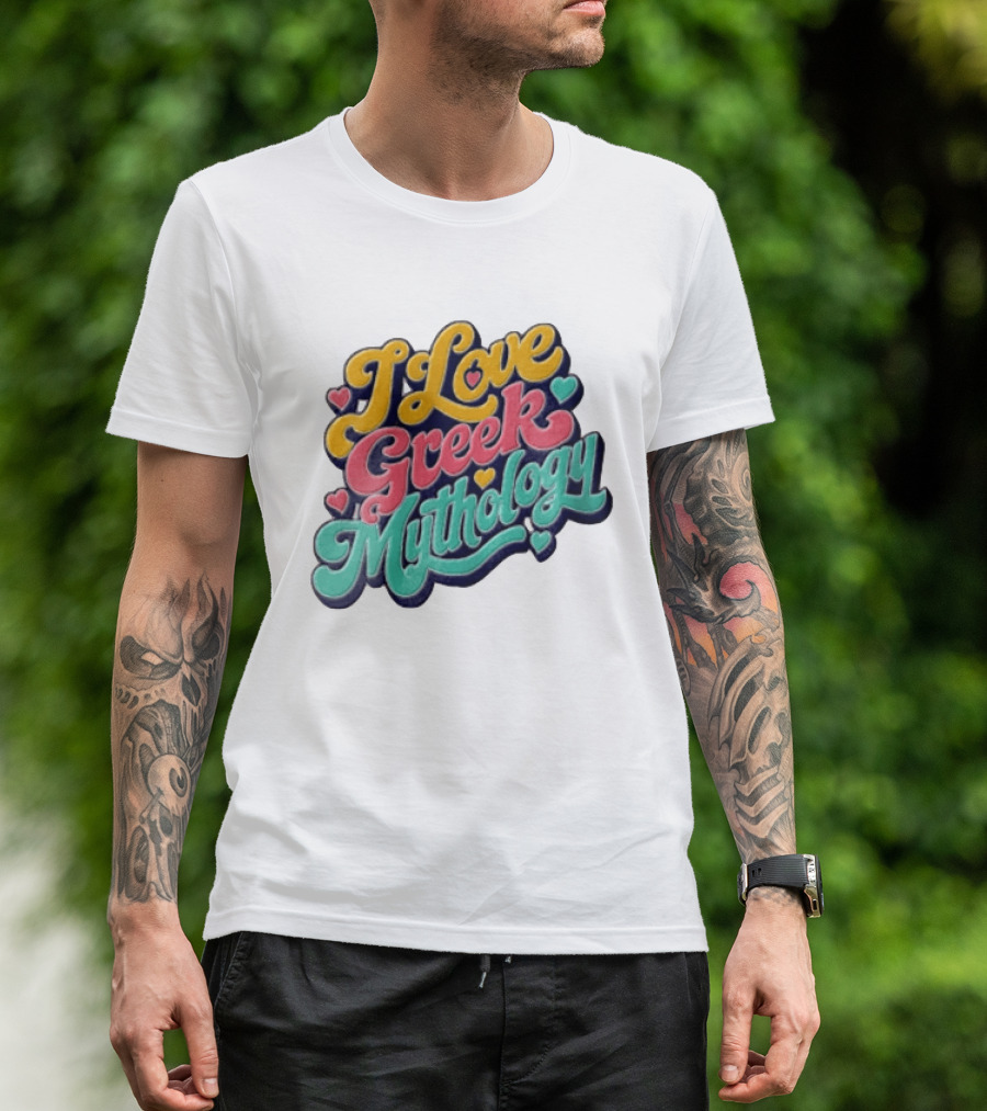 I Love Greek Mythology Colorful Heart Accents T-Shirt