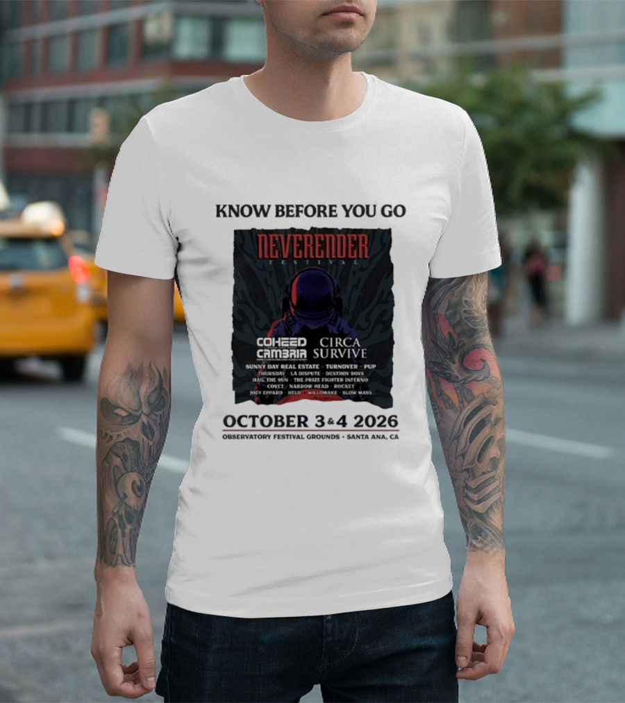 Neverender Coheed And Cambria Festival 2026 October Santa Ana Observatory Grounds T-Shirt
