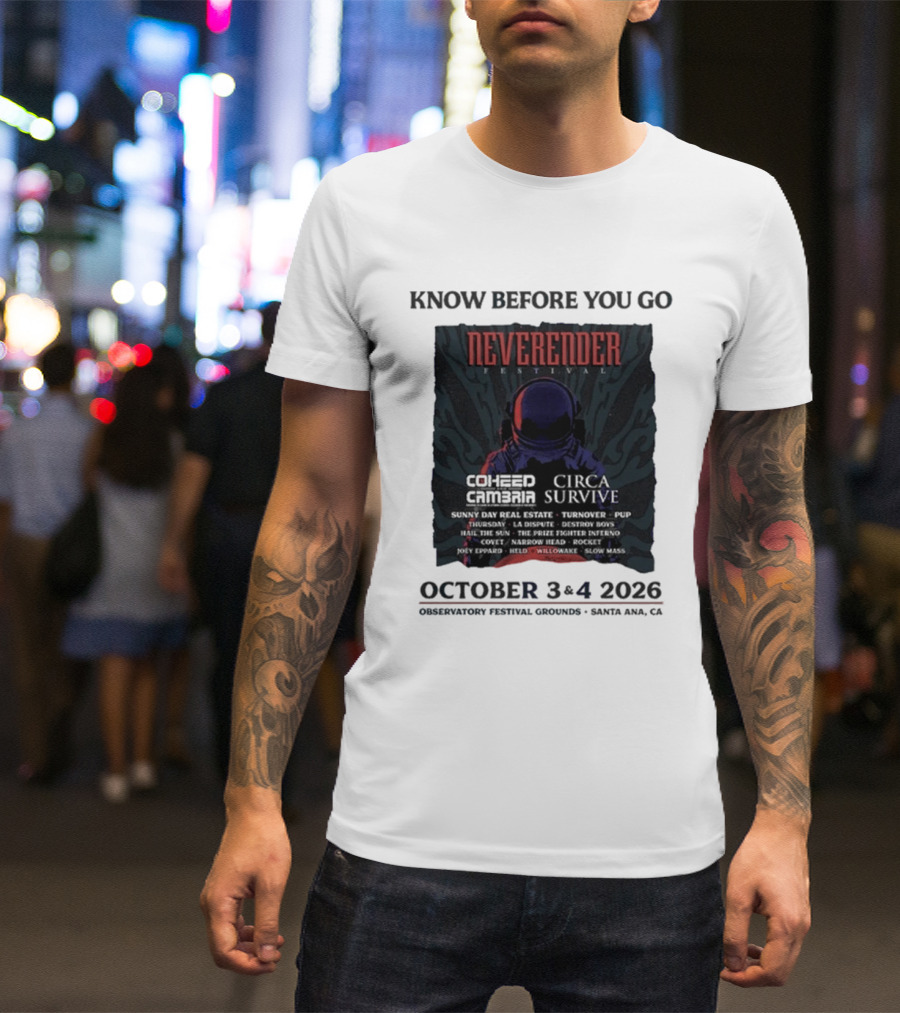 Neverender Coheed And Cambria Festival 2026 October Santa Ana Observatory Grounds T-Shirt