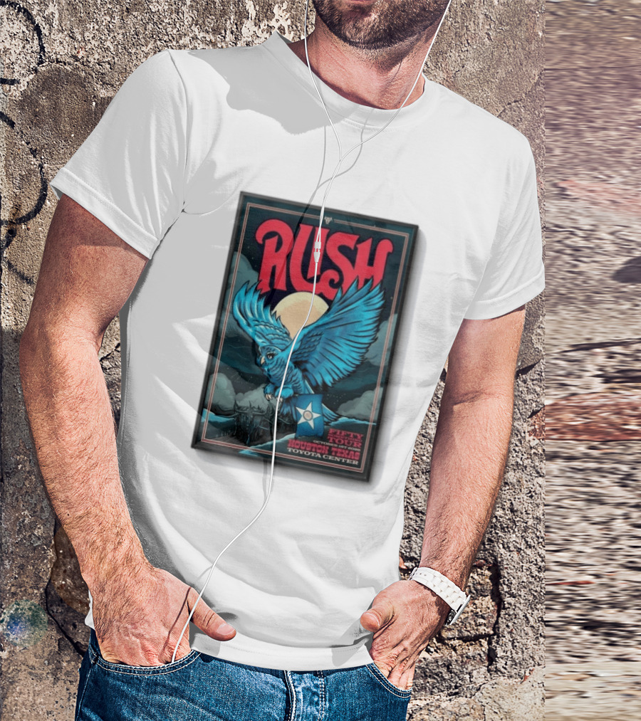 RUSH Houston Texas 10 1 2026 Owl Moon Toyota Center Fifty Tour T-Shirt