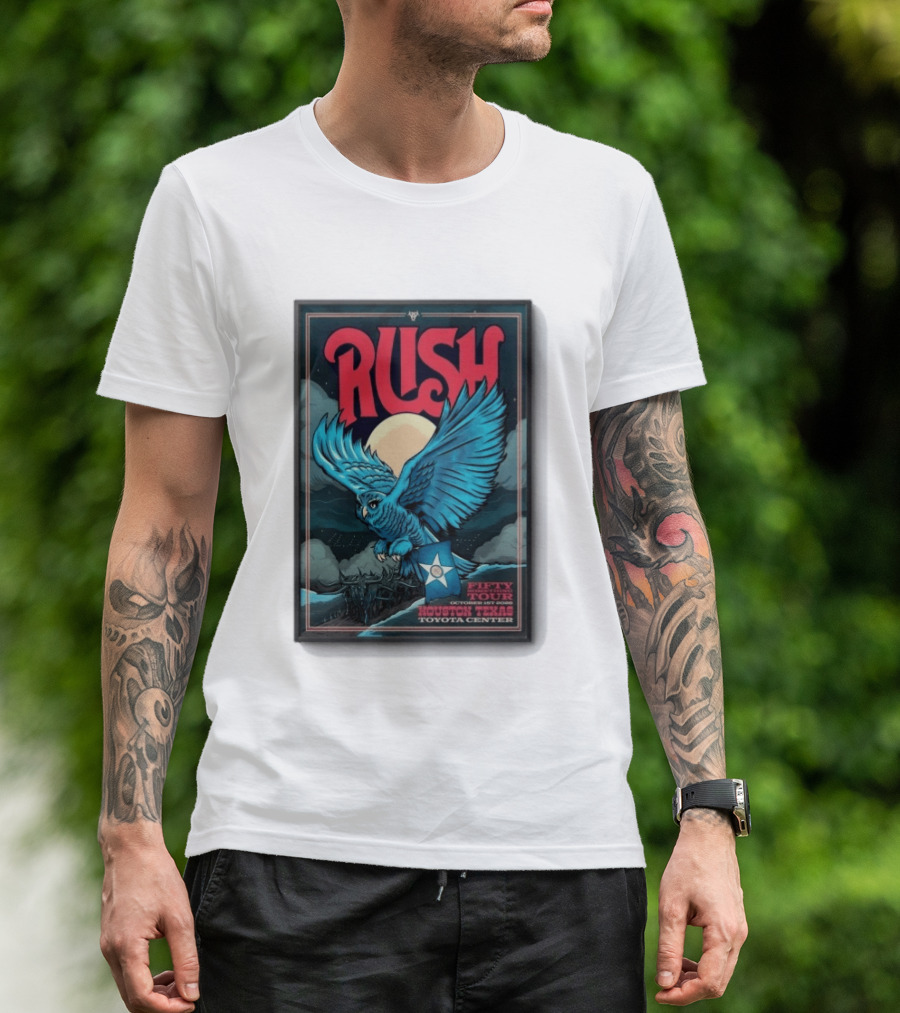 RUSH Houston Texas 10 1 2026 Owl Moon Toyota Center Fifty Tour T-Shirt