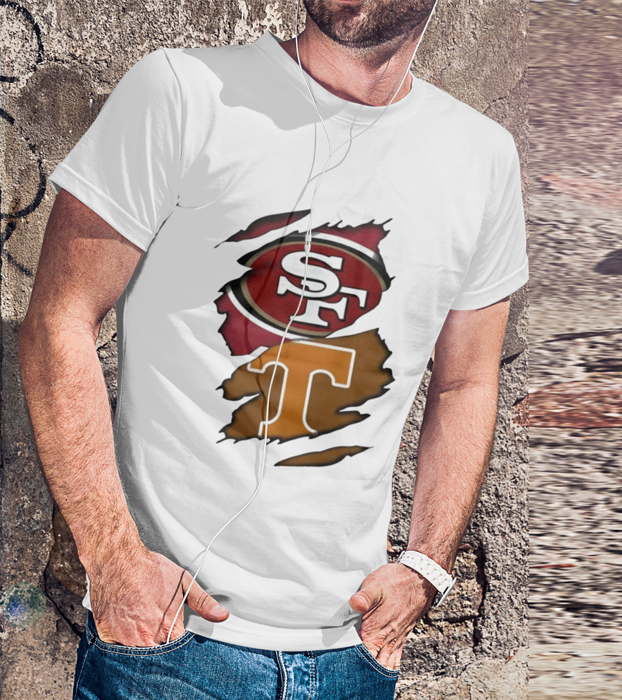 San Francisco 49ers Tennessee Volunteers Ripped SF Logos Fusion T-Shirt
