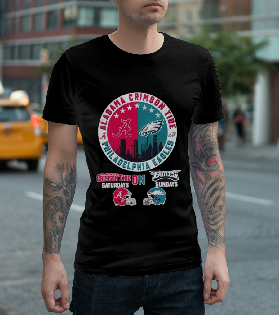 Alabama Crimson Tide Saturdays Philadelphia Eagles Sundays T-Shirt