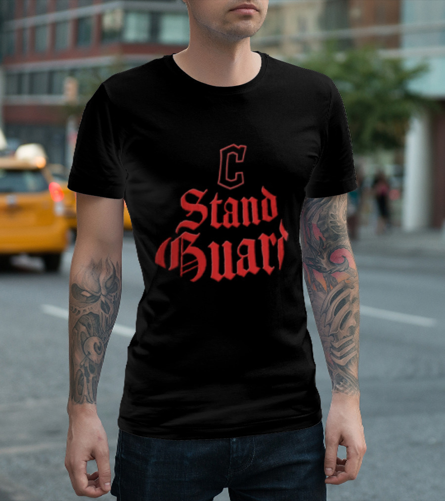 Cleveland Guardians Stand Guard Red Gothic T-Shirt