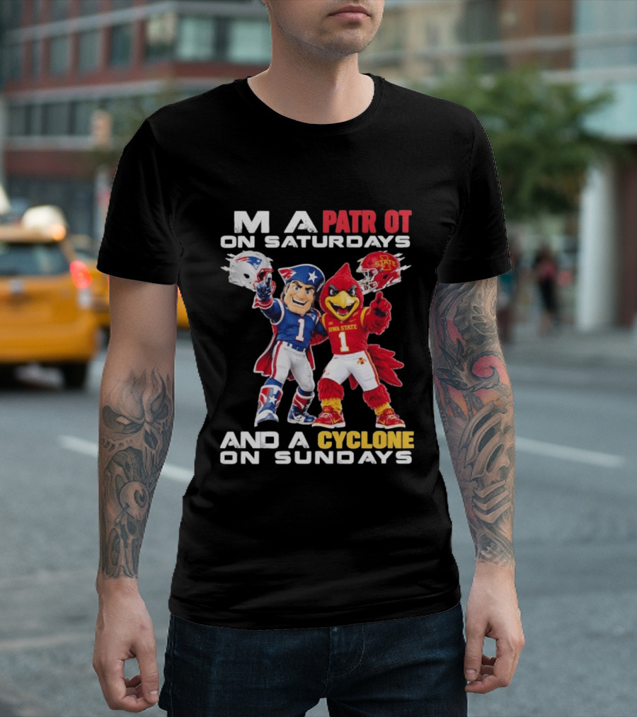 Patriot On Saturdays Cyclone On Sundays Iowa State Football Mascots T-Shirt