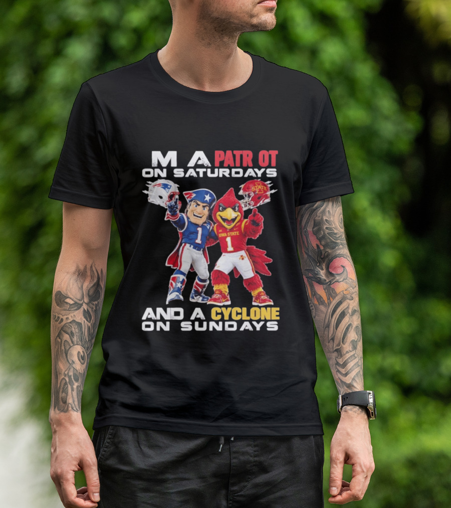 Patriot On Saturdays Cyclone On Sundays Iowa State Football Mascots T-Shirt