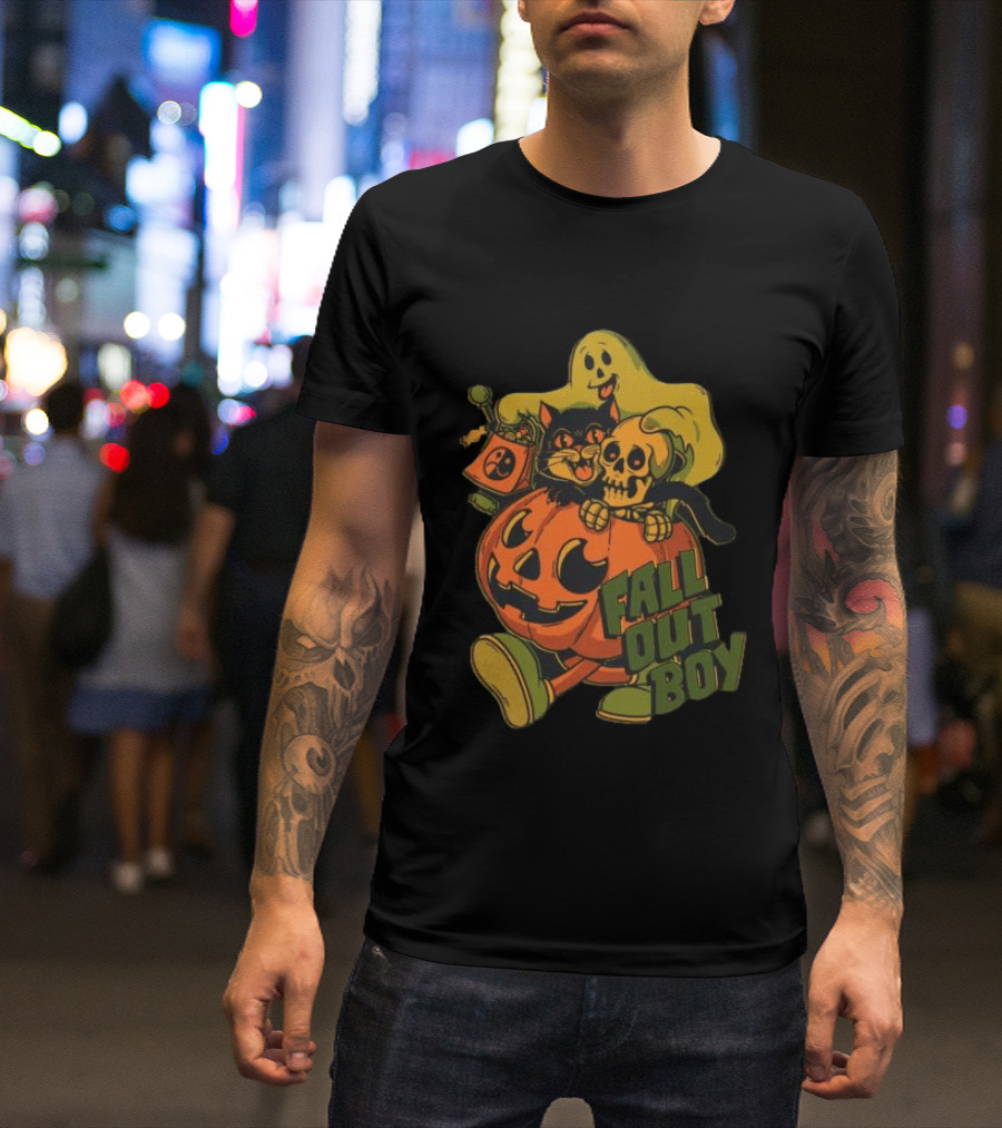 Fall Out Boy Halloween Cat Ghost Pumpkin Skull T-Shirt