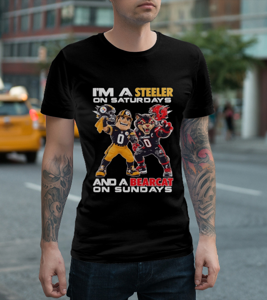 I'm A Steeler On Saturdays And A Bearcat On Sundays Cincinnati Football Fan T-Shirt