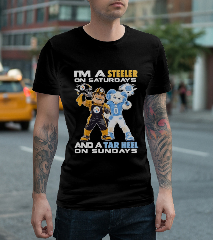 I'm A Steeler On Saturdays And A Tar Heel On Sundays With Mascots T-Shirt