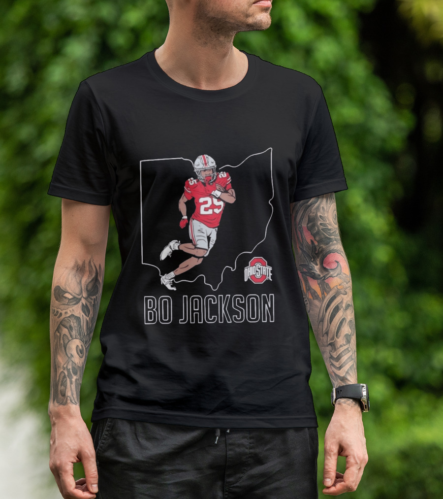 NCAA Ohio State Buckeyes Bo Jackson No 25 Caricature Football T-Shirt