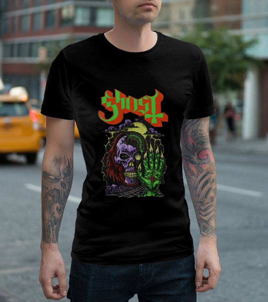 Ghost Store Necromancy Skull Candle Hand T-Shirt