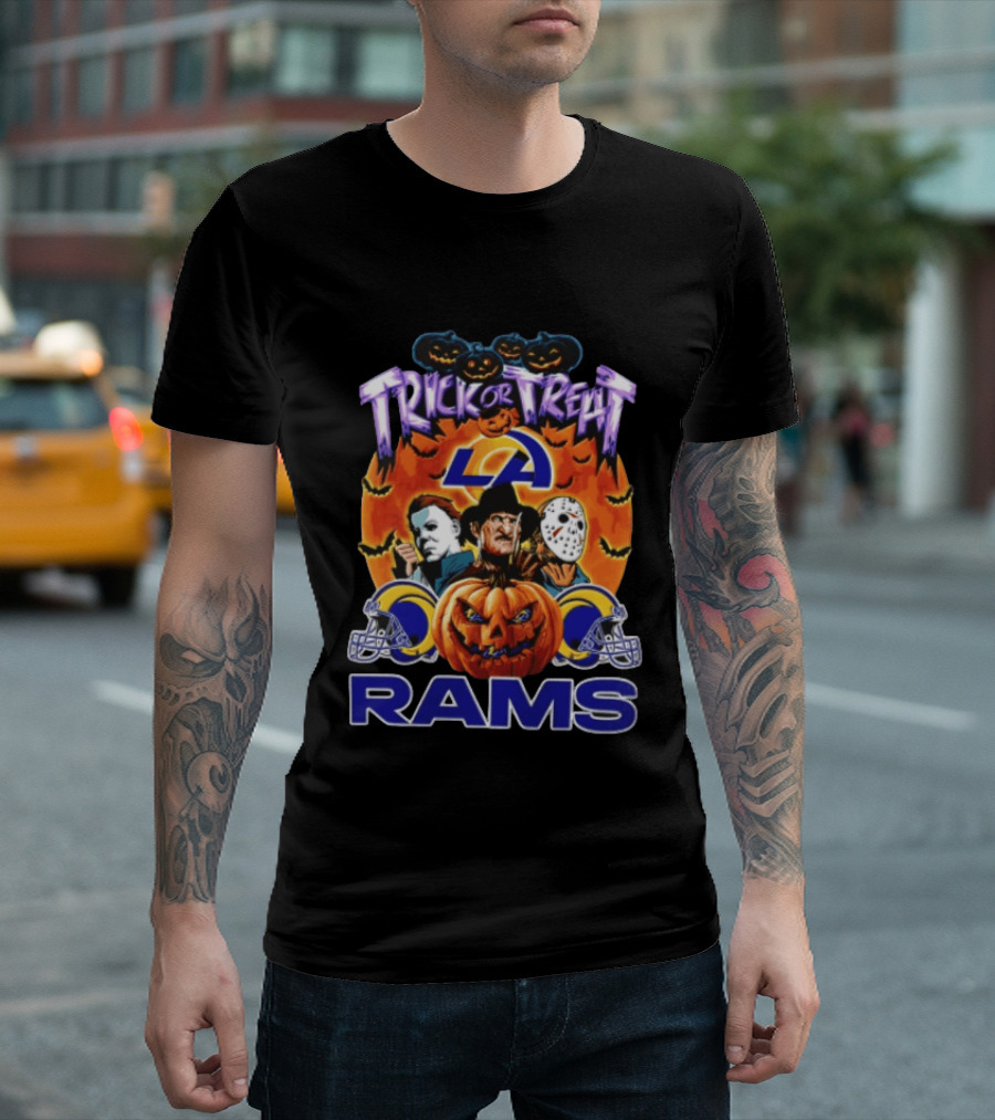 Los Angeles Rams Halloween Trick Or Treat Horror Pumpkin Football T-Shirt