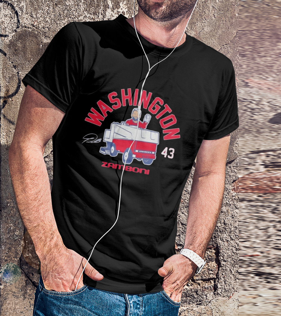 Washington Capitals Tom Wilson 43 Zamboni Driver Cartoon T-Shirt
