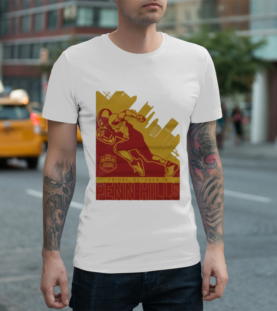 412 Football Classic Penn Hills Friday October 16 Football Player Image T-Shirt