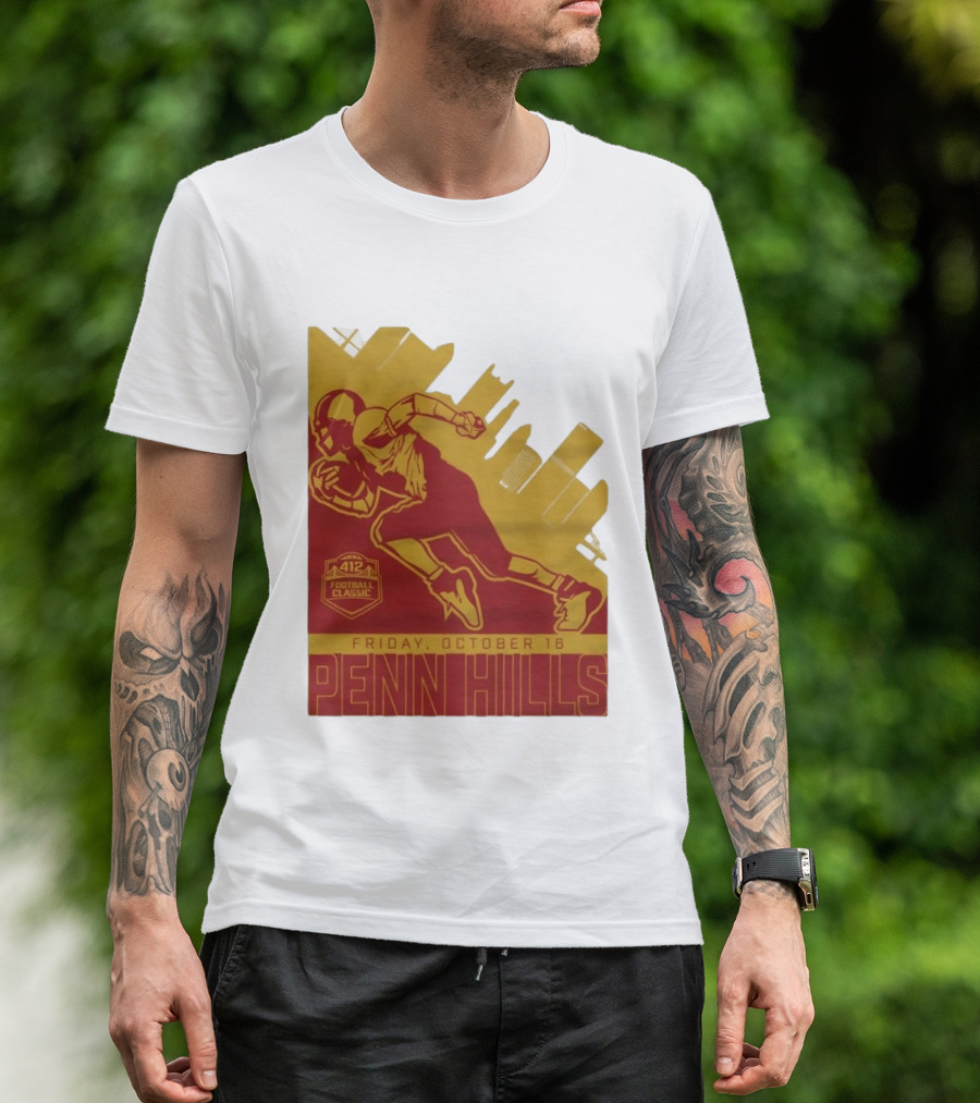 412 Football Classic Penn Hills Friday October 16 Football Player Image T-Shirt